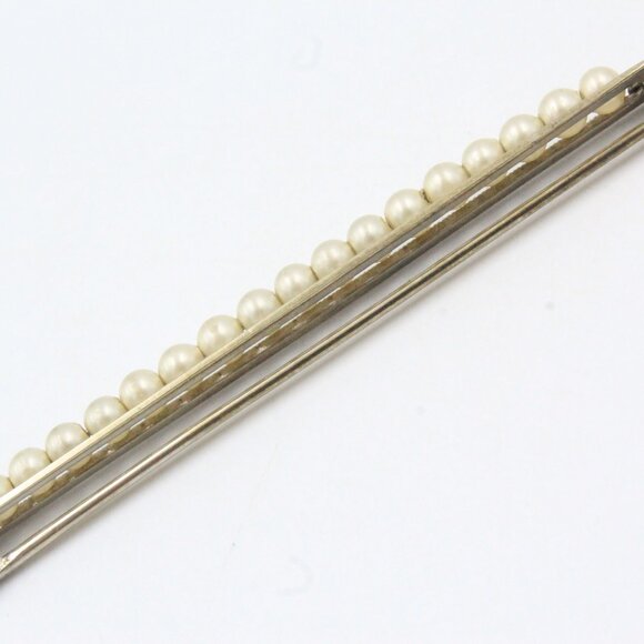 ANTIQUE ART NOUVEAU 10k GOLD PEARL BAR PIN - Picture 5 of 11